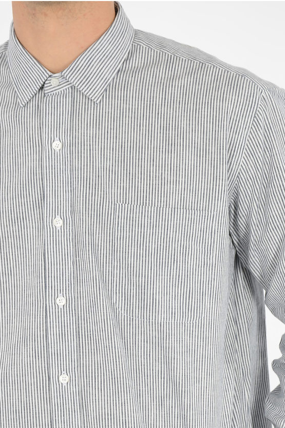 Salvatore Piccolo awning striped spread collar shirt with breast pocket ...