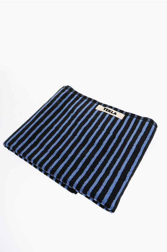 Tekla Awning Striped Terry Cotton Hand Towel In Blue