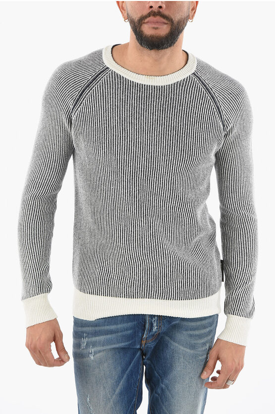 Woolrich Awning Striped Two-Tone Reversible Crew-Neck Sweater men ...