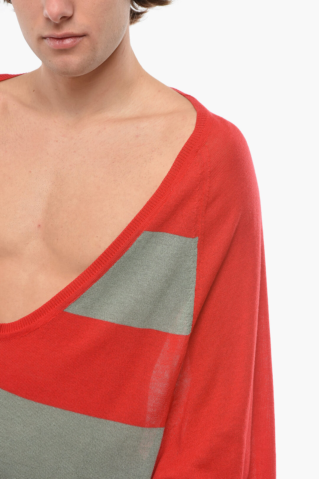Kiko Kostadinov Awning Striped V-Neck Maxi Sweater men - Glamood