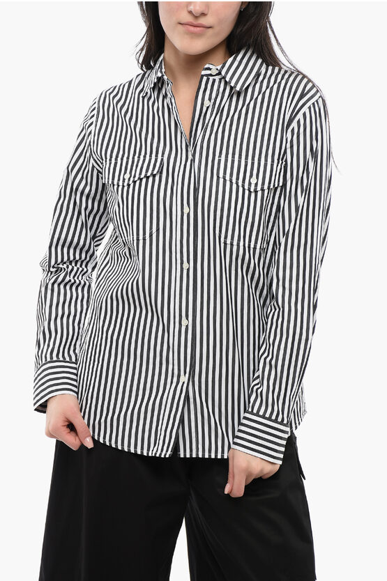 Woolrich Awning Striped Yarn Shirt With Drawstringed Bottom