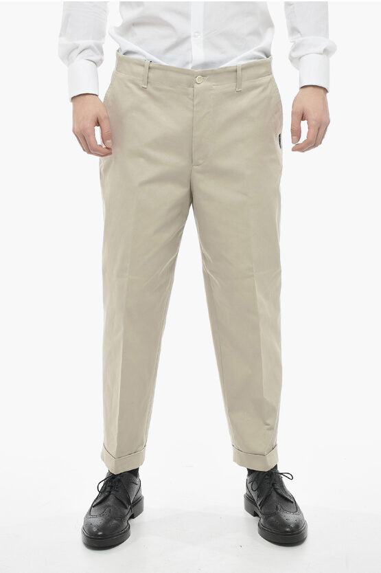 Etro Back Flap Pockets Cropped Trousers With Cuffs In Brown