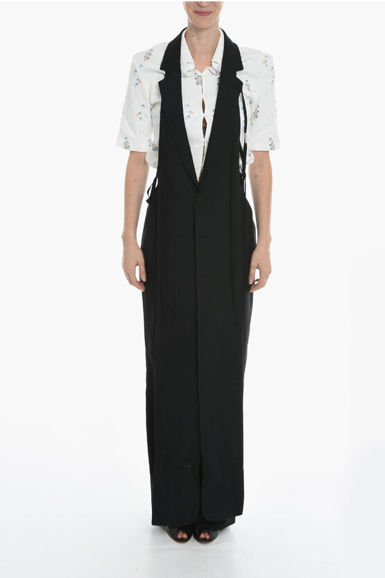 Ann Demeulemeester Back Opened Long Waistcoat Hilda With Lace-up Closure In Black