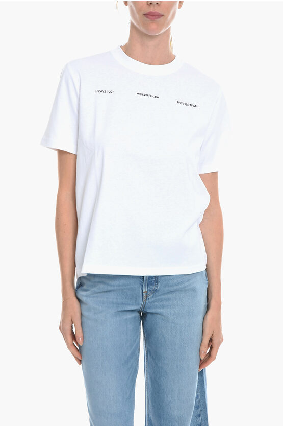 Holzweiler Back Printed Kjerag National Crew-neck T-shirt In White