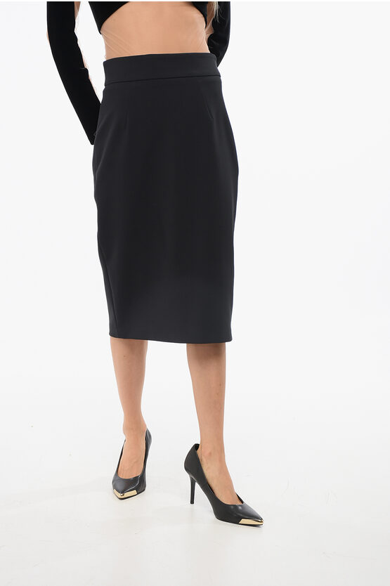 Elisabetta Franchi Back Split Lined Pencil Skirt In Black