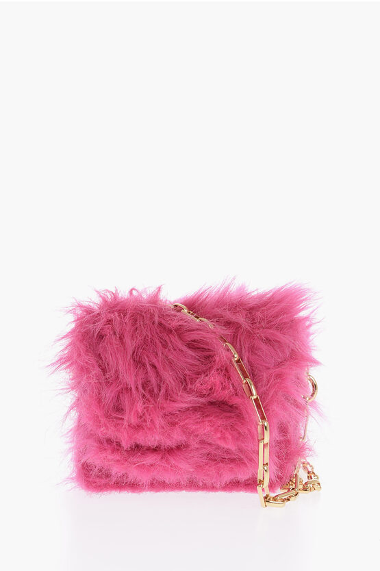 Marni Bag Mini Trunk With Faux Fur Insert In Pink