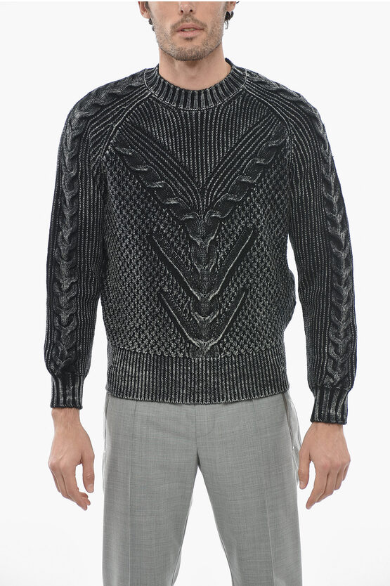 Neil Barrett Baggy Fit Cable-knit Jumper In Black