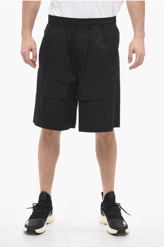 Neil Barrett Baggy Fit Jordan Cargo Shorts With Flap Pockets In Black
