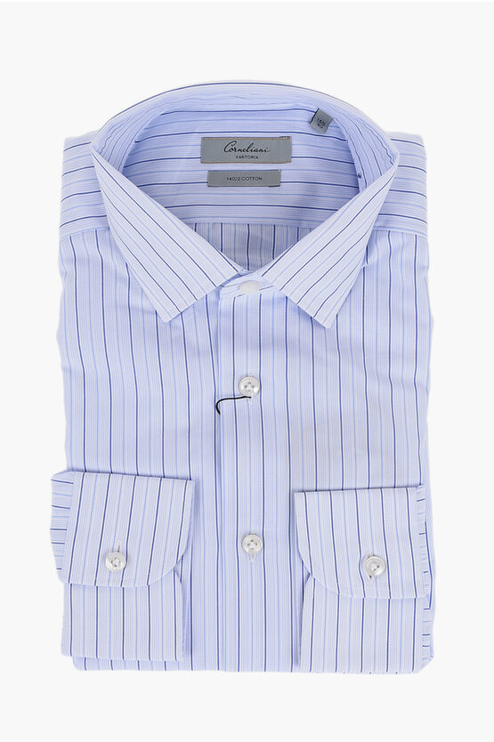 CORNELIANI BALANCED STRIPE 140/2 COTTON SHIRT 