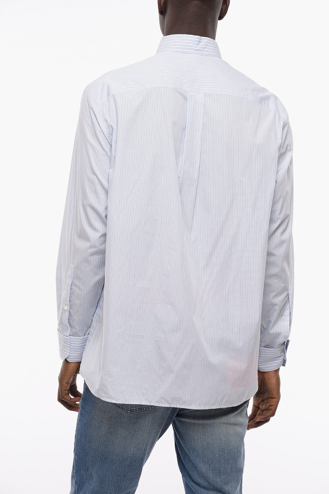 Valentino Balanced Stripe Cotton Shirt with Removable Collar men