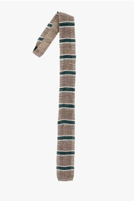 Corneliani Balanced Stripe Linen Blend Tie