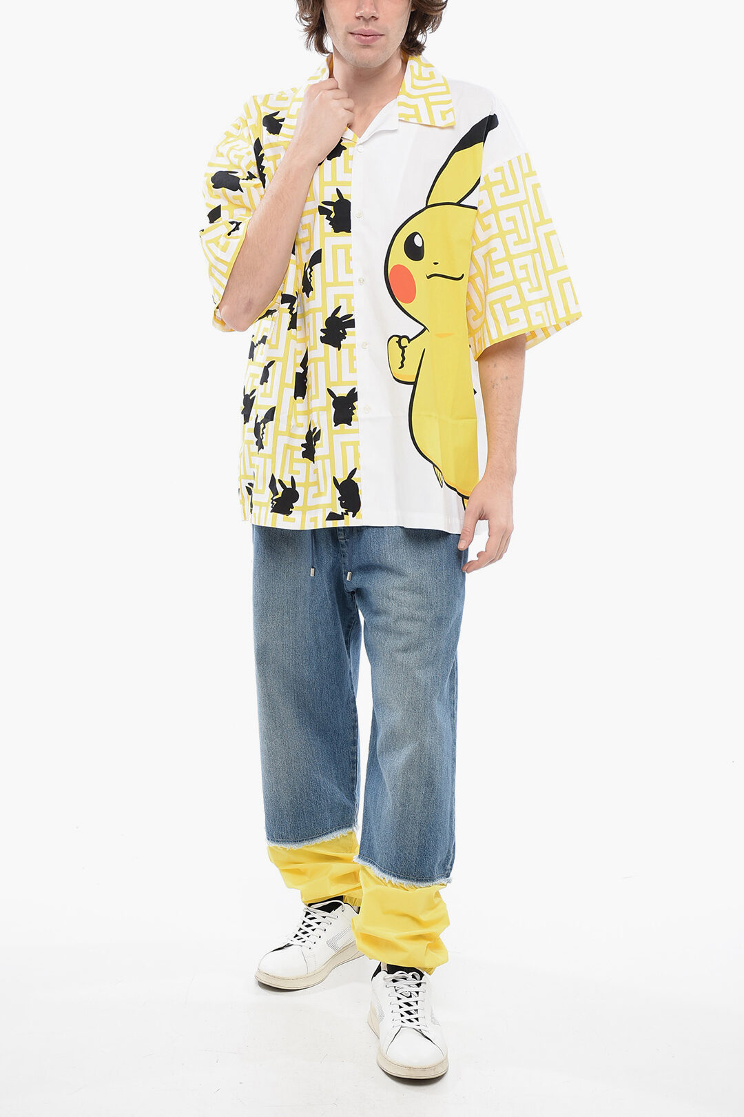 Unisex - Oversized Pokémon print shirt yellow - Men | BALMAIN