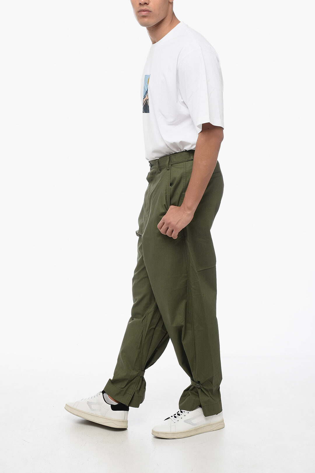 Kenzo Baloon Fit Cotton Pants with Belt Loops men - Glamood Kenzo Baloon Fit Cotton Pants with Belt Loops men - Glamood