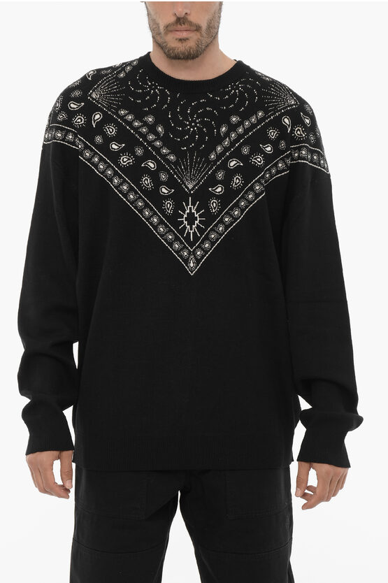 Marcelo Burlon County Of Milan Bandana Print Wool Blend Knit Sweater