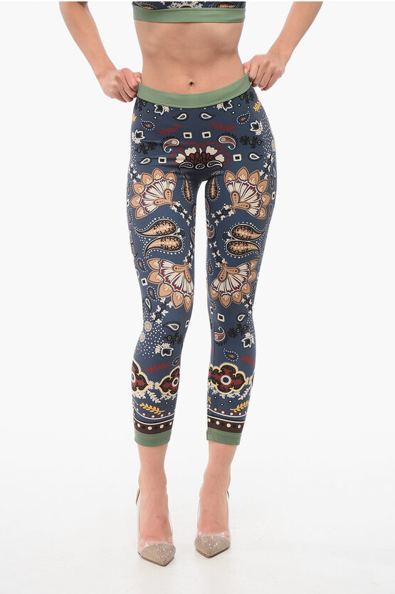 Dsquared2 Bandana Motif Leggings With Drawstring Waist In Blue