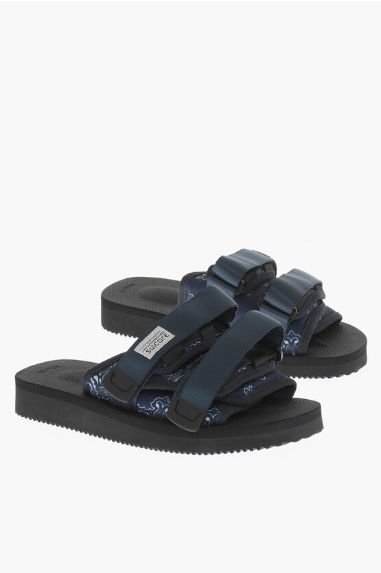 Shop Suicoke Bandana Motif Moto Sandals With Touch Strap Closure