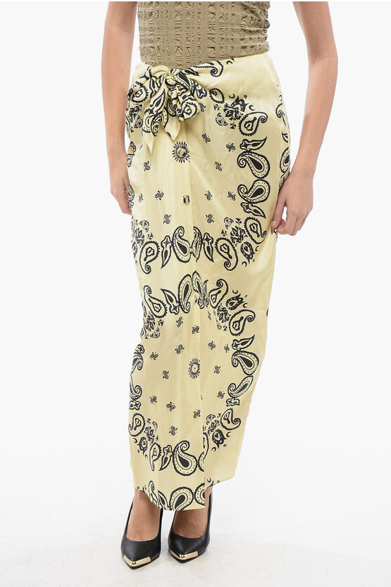 Nanushka Bandana Motif Silk Nicolet Sarong Skirt