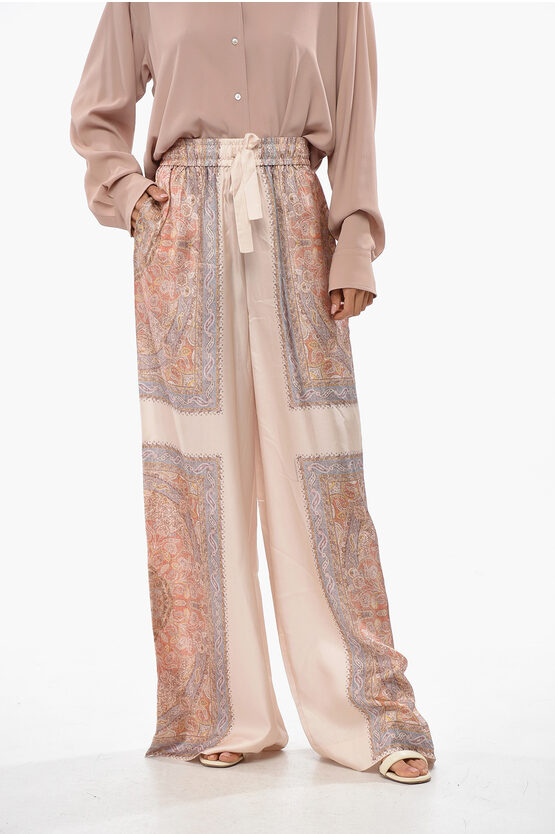 Zimmermann Bandana Motif Silk Wide Leg Pants