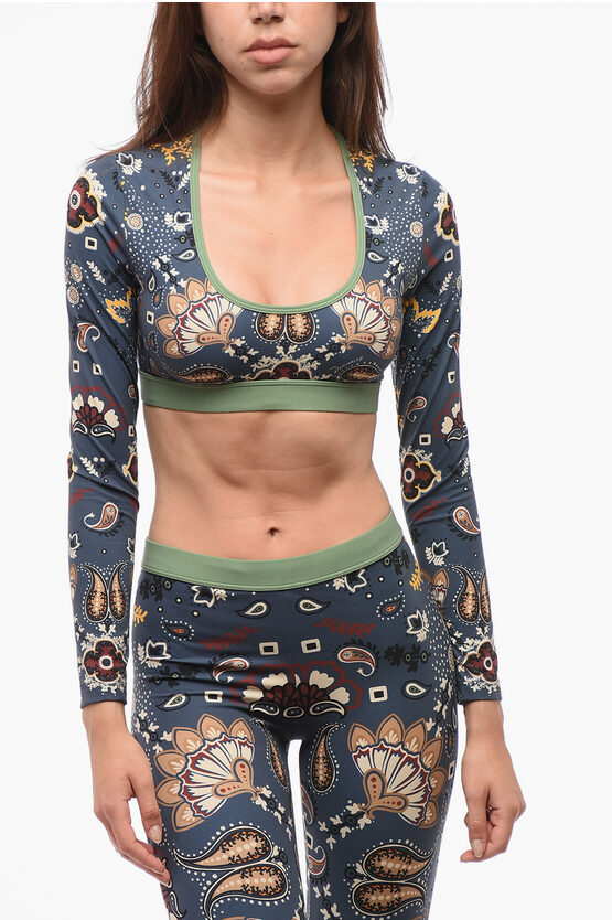 Dsquared2 Bandana Motif Underwear Cropped Top In Blue