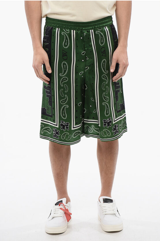 Off-white Off White Omcb092 S24 Fab001 Man Willow Bou Short In Green