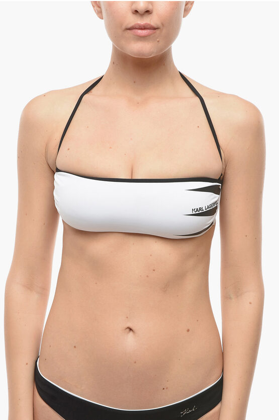 Karl Lagerfeld Bandeau Bikini Top With Contrasting Trim In White