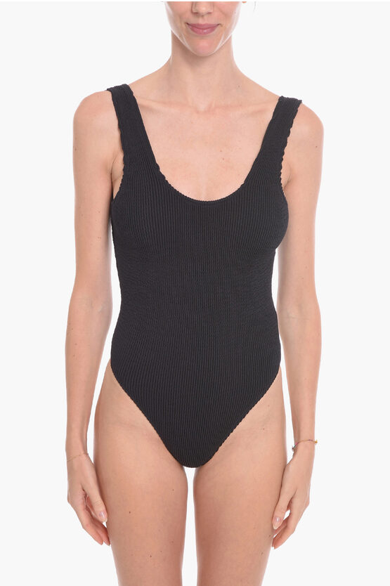 Bottega Veneta Bare-back Crinkle Swimsuit In Black