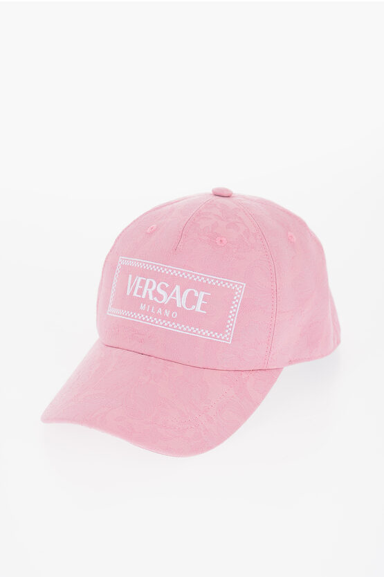 Shop Versace Baroque Motif Cap With Embroidered Logo