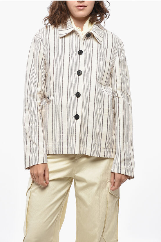Dior Bayadere Patterned Abeille Wool Blend Blazer In Neutral