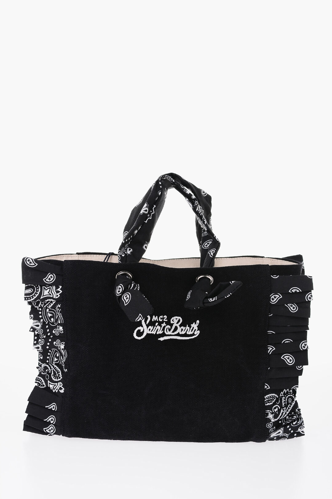 MC2 Saint Barth Beach Bag with Embroidered Logo and Paisley