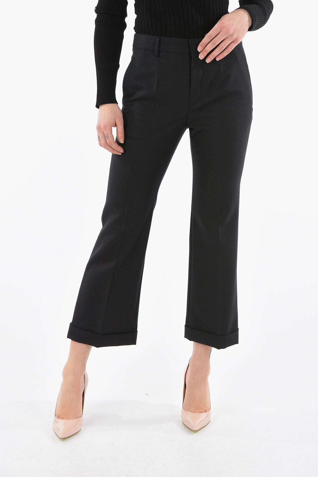 Saint Laurent Belt Loop Cropped Fit Wool Pants women Glamood Outlet