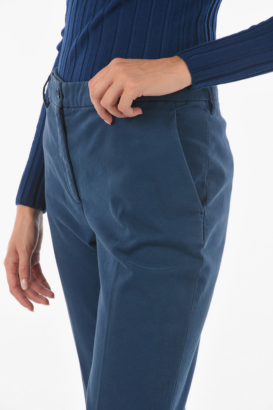 Slacks and Chinos Aspesi Trousers Aspesi Stretch Trousers in Blue Womens Trousers Slacks and Chinos 