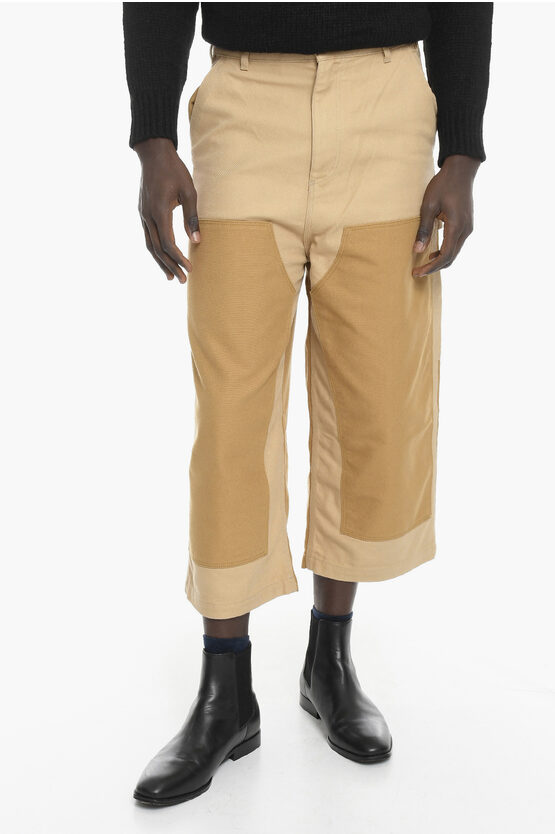 Maison Kitsuné Belt Loops Colour Block Crago Trousers In Brown