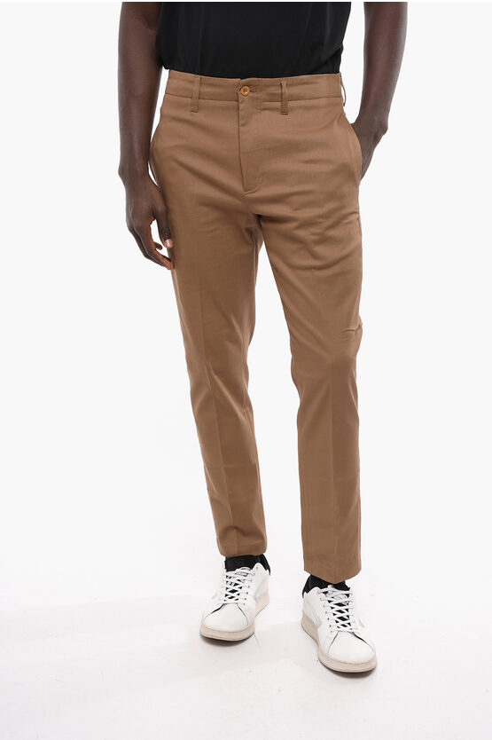 Department 5 Belt Loops Cotton Twill Off Pants In Brown