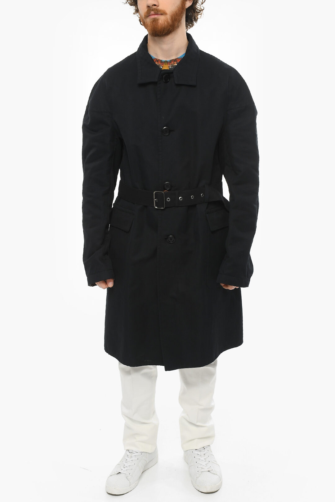 Salvatore Ferragamo Belted Cotton Trench Coat With Flap Pockets men ...