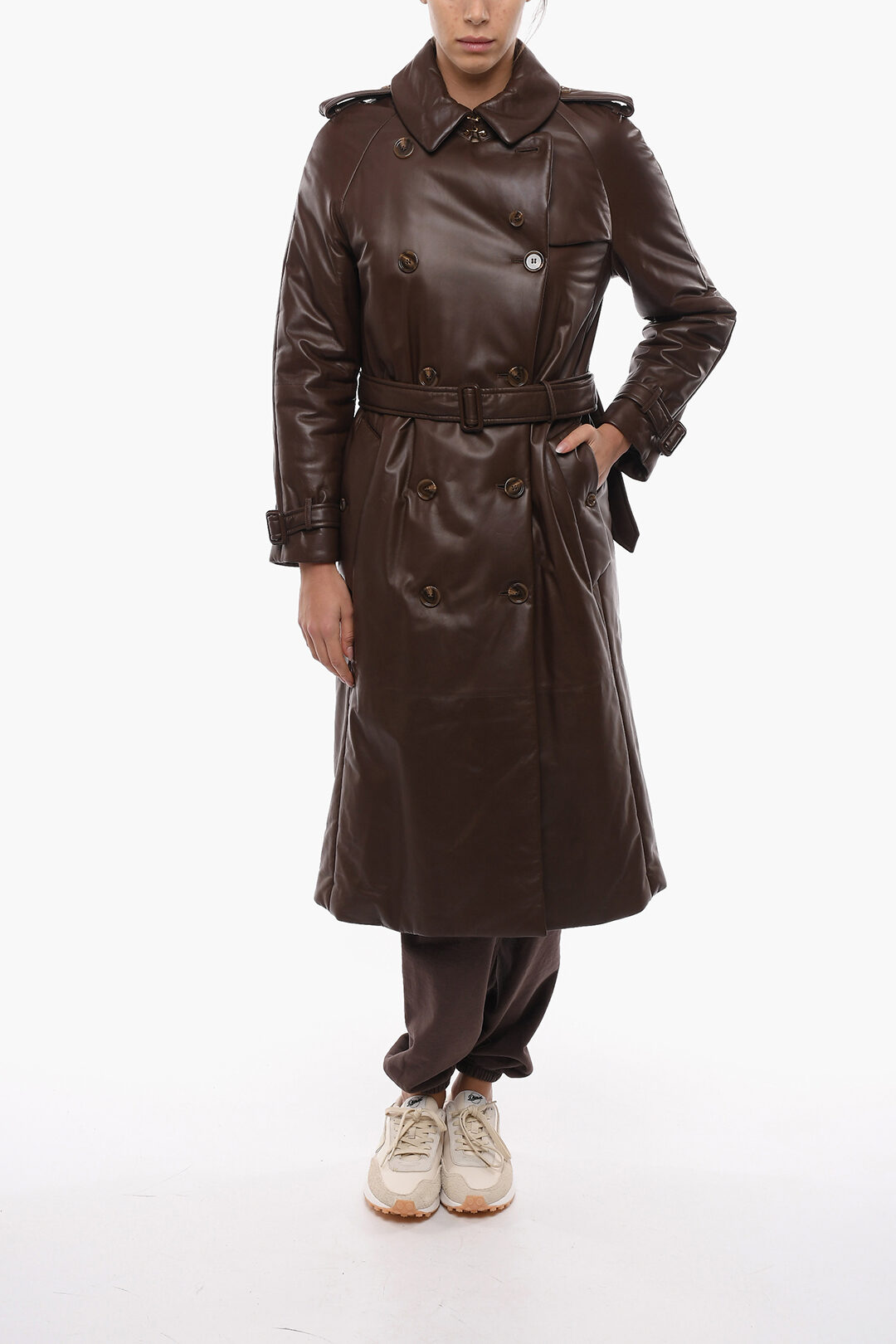 Burberry women's on sale leather trench coat