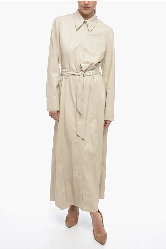 Nanushka Belted Eco-leather Shirt Dress