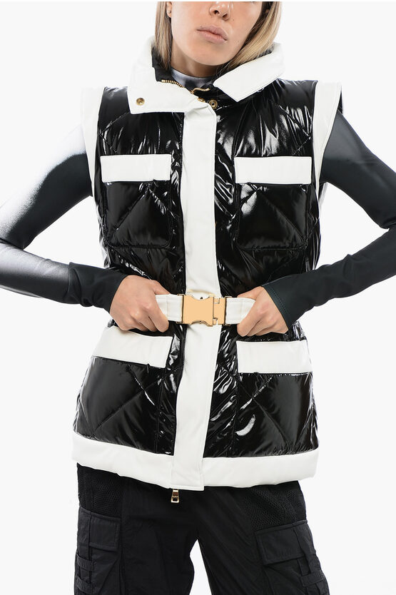 Balmain Belted Padded Vest In Animal Print