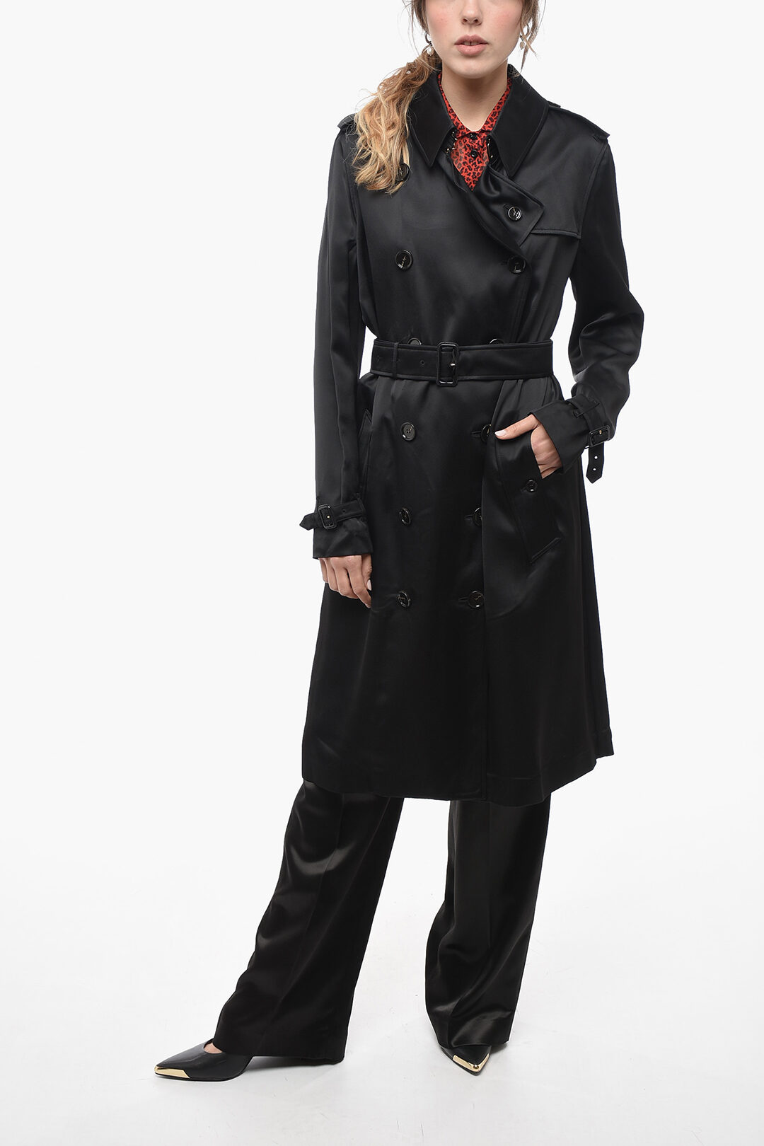 Belted Satin Trenchcoat