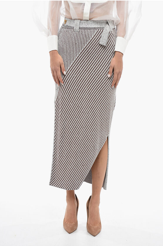 Shop Aeron Belted Stretchy Sand Maxi Skirt