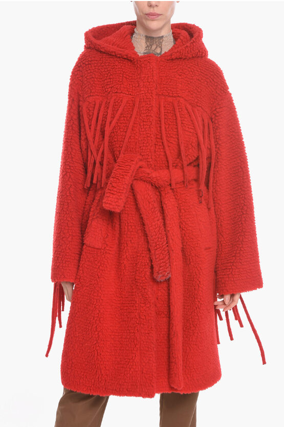 Stella Mccartney Belted Teddy Coat With Fringe