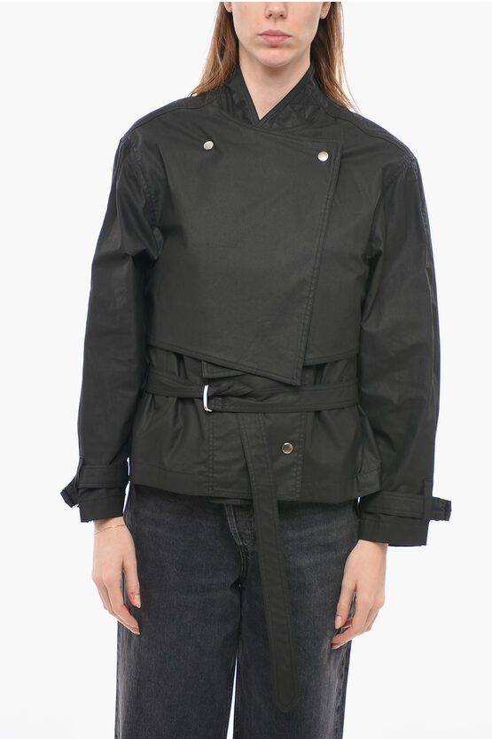 Isabel Marant Belted Waist Gokely Jacket With Band Collar In Black