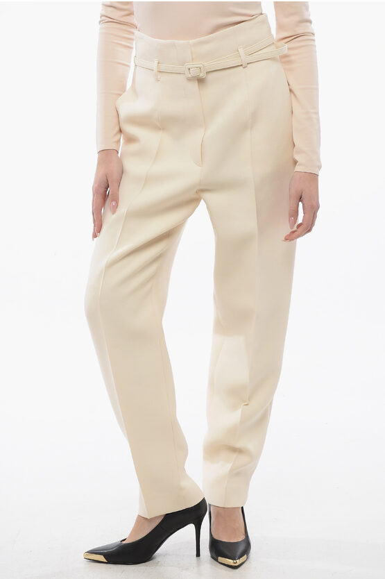 DIOR BELTED WOOL BLEND CHINOS PANTS