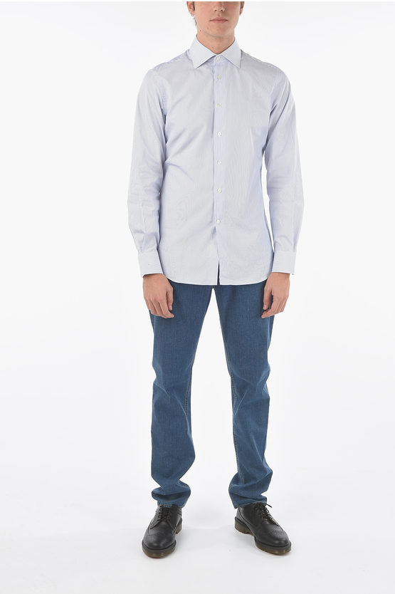 Corneliani Bengal Striped Spread Collar Shirt men Glamood Outlet