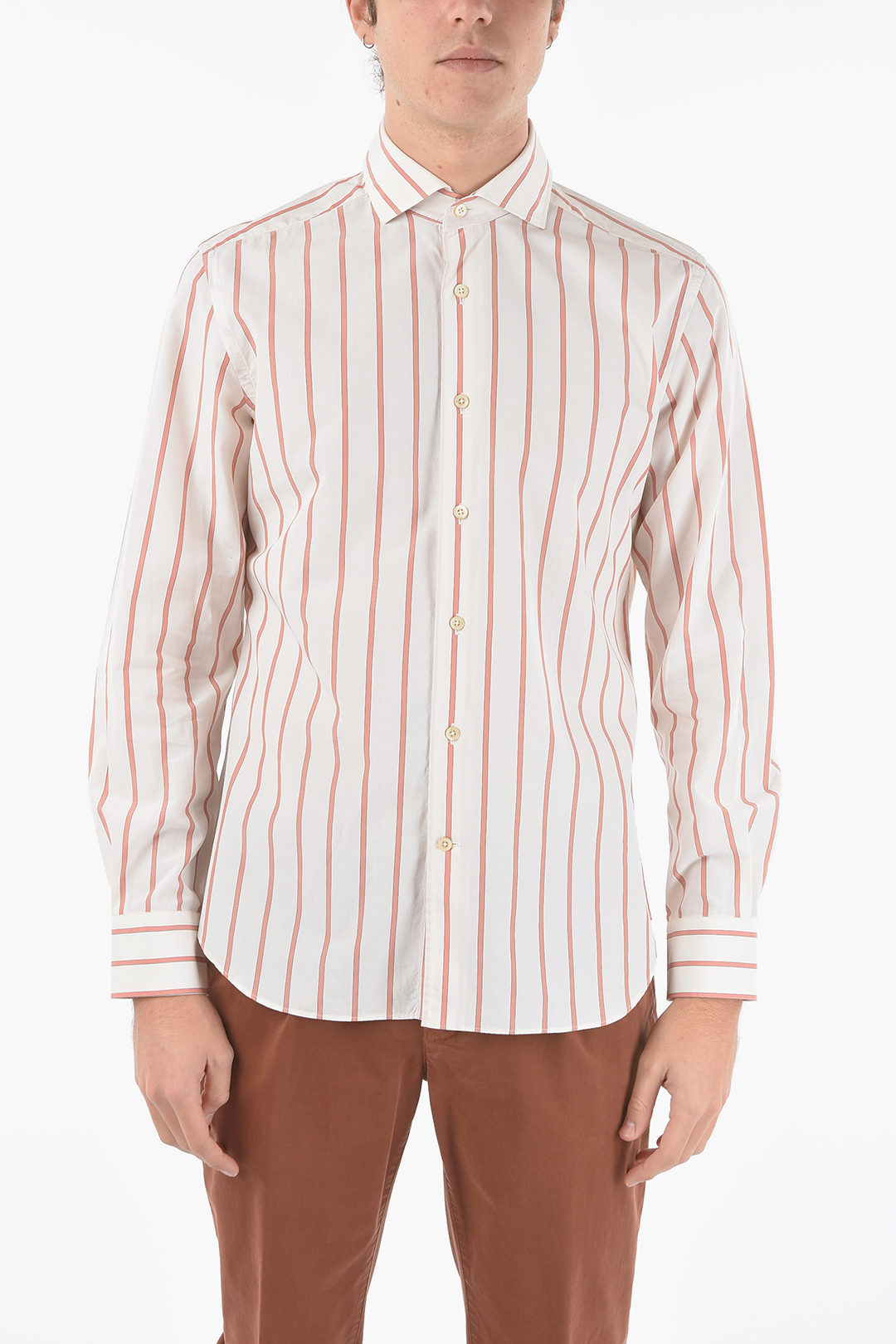 Corneliani Bengal Striped Spread Collar Shirt men Glamood Outlet