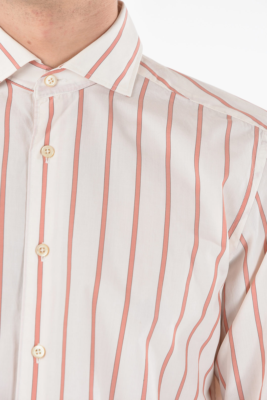 Corneliani Bengal Striped Spread Collar Shirt men Glamood Outlet