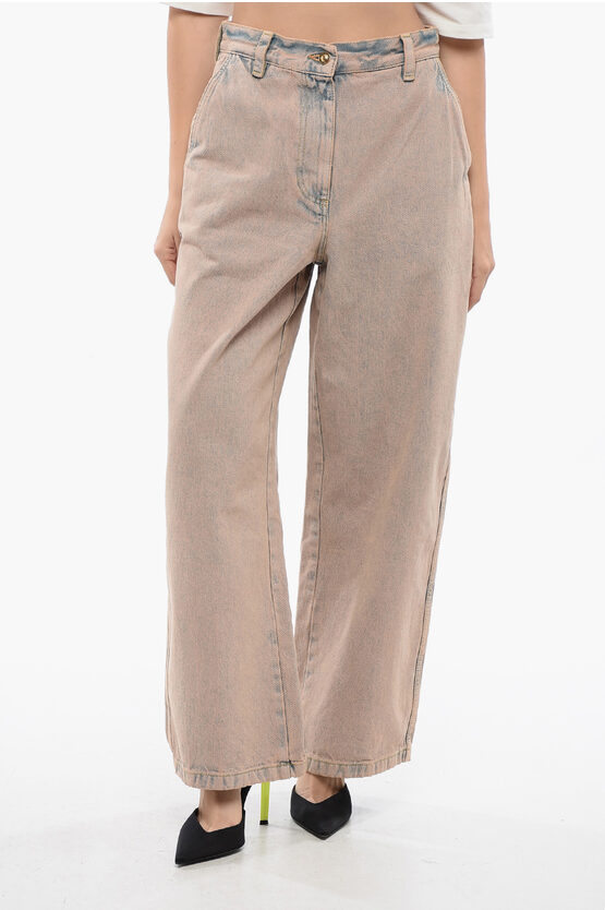 Shop Palm Angels Bi Colore Overdye Wide Fit Jeans