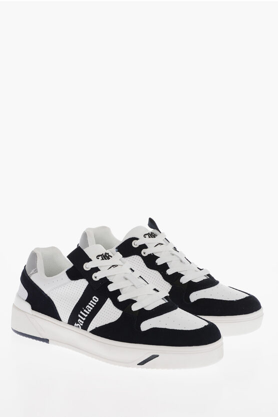 Shop John Galliano Bicolor Low-top Sneakers With Suede Details