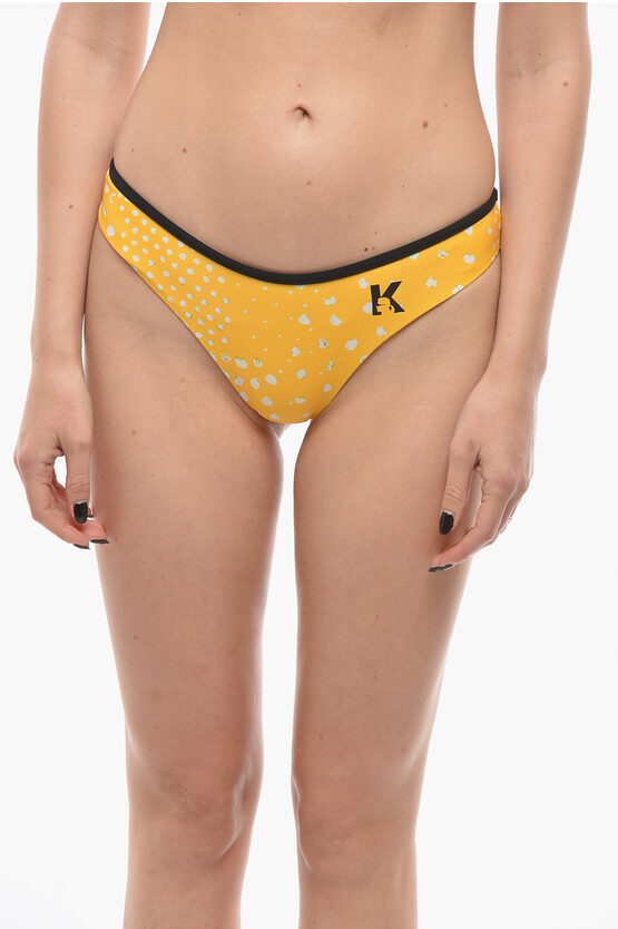 Karl Lagerfeld Bikini Bottom Dots With Contrasting Printed Details In Metallic