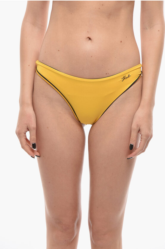 Karl Lagerfeld Bikini Bottom With Contrasting Finishes In Yellow