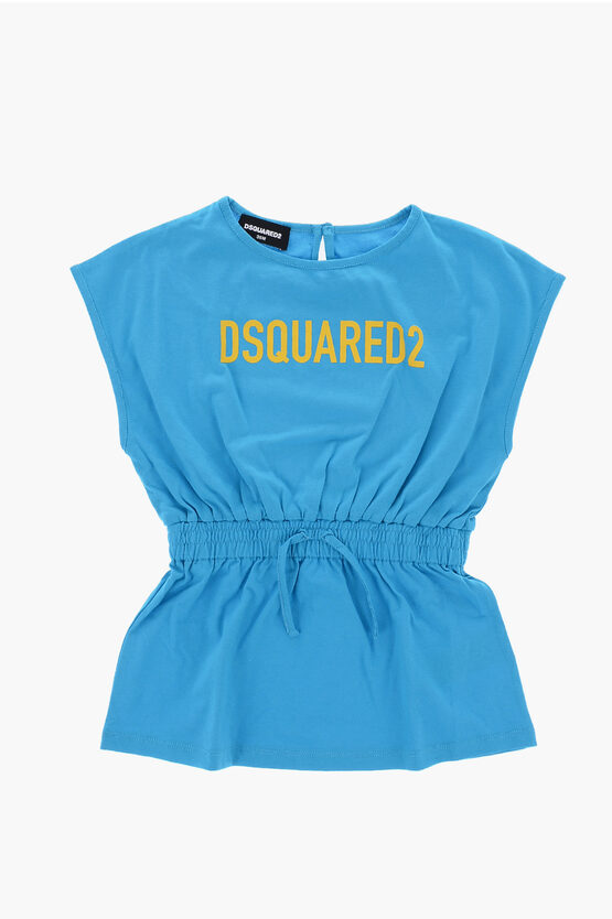 Dsquared2 Bikini Cover Dress With Curled Detail In Blue